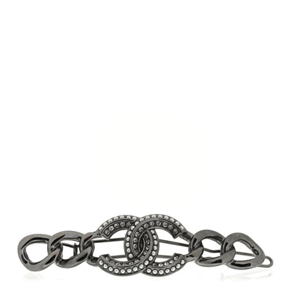 Chanel Crystal Chain CC Hair Clip Barrette Ruthenium 1 of 5