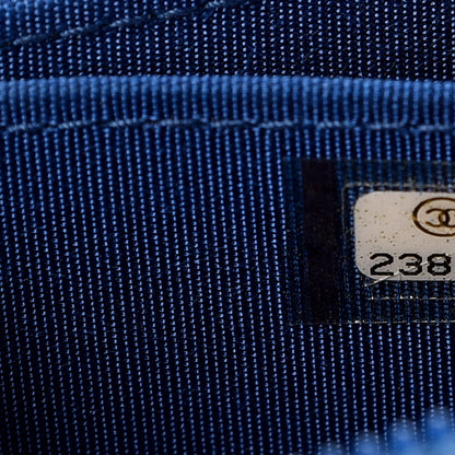 Chanel Caviar Quilted Boy Zip Around Coin Purse Wallet Blue 5 of 8