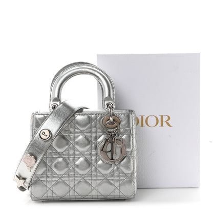 Christian Dior Metallic Grained Calfskin Cannage Small Lucky Badges My Lady Dior Silver 12 of 12