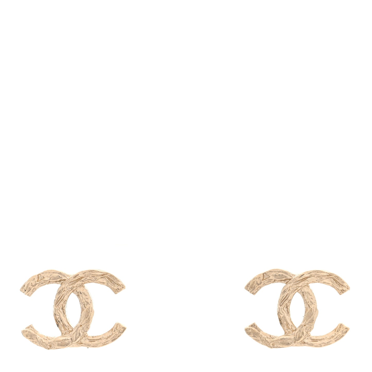 Metal Textured CC Earrings  Gold