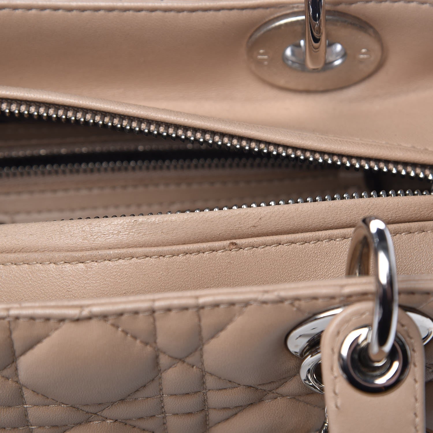 Christian Dior Lambskin Cannage Medium Lady Dior Light Beige 14 of 14