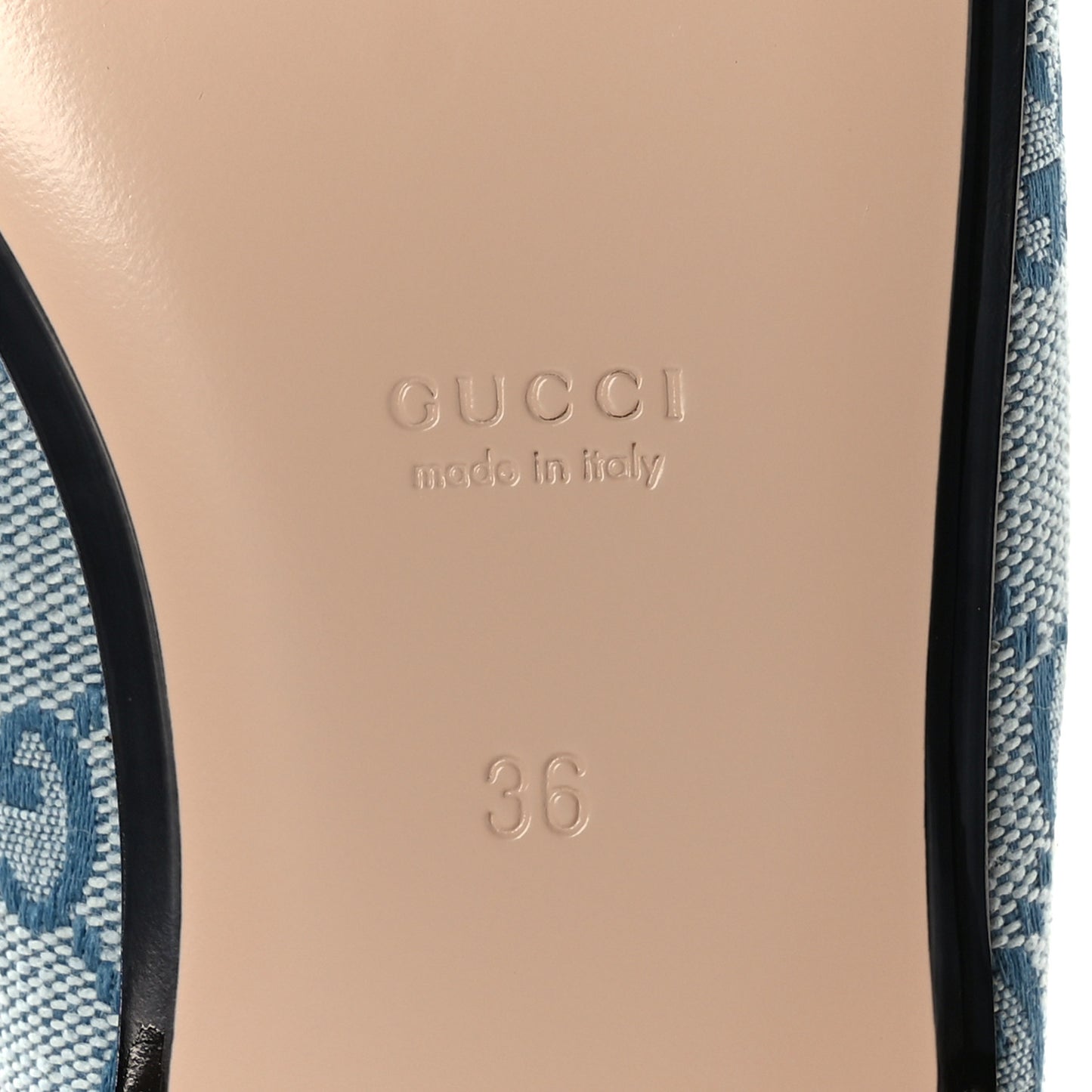 Canvas GG Monogram Nappa Womens Princetown Slippers 36 Porcelain Light Blue Dark Porcelain Light Blue