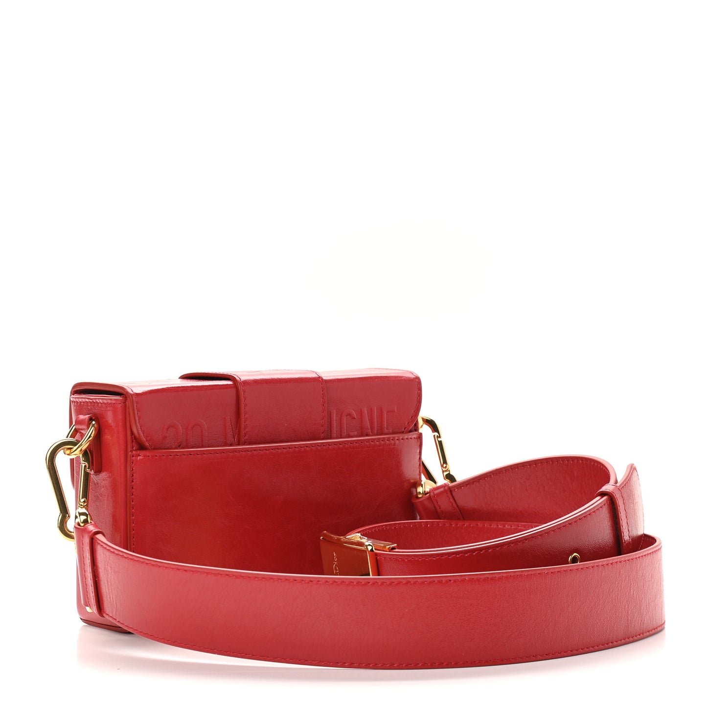 Crackled Lambskin 30 Montaigne Box Bag Red