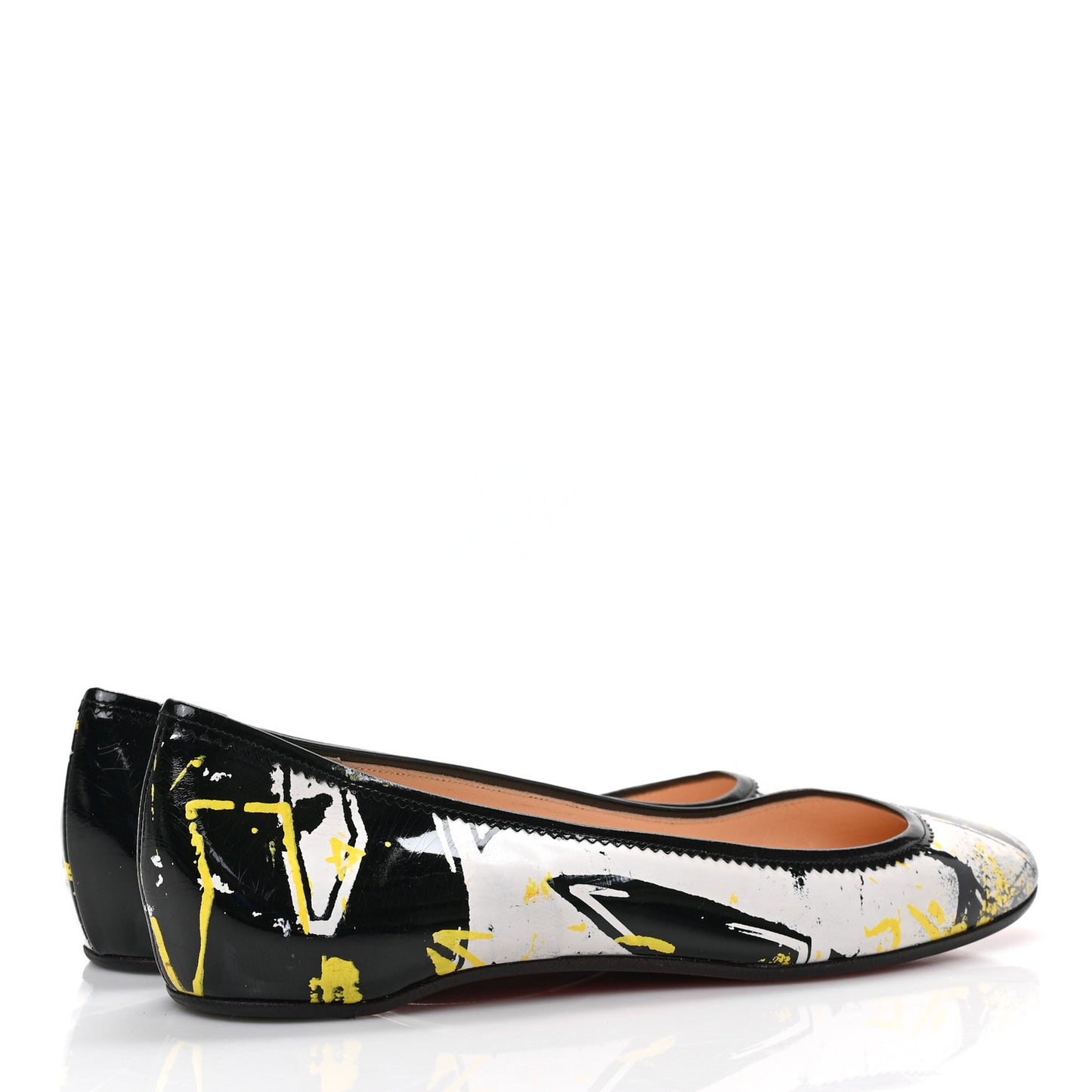 Patent Graffiti Ballet Flats 36.5 Black Multicolor
