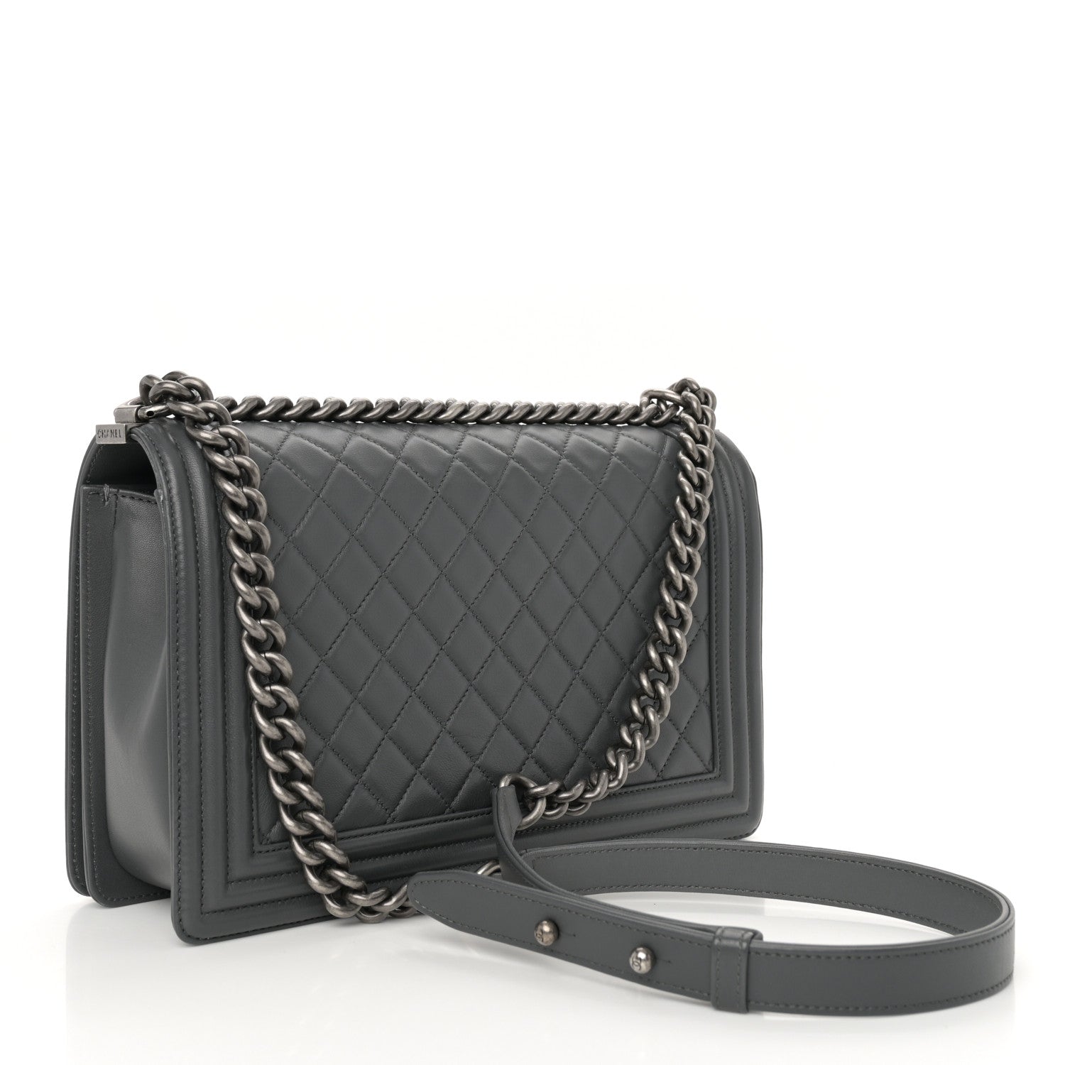 Chanel Lambskin Quilted New Medium Boy Flap Grey 3 of 13