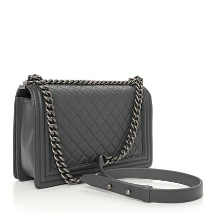 Chanel Lambskin Quilted New Medium Boy Flap Grey 3 of 13