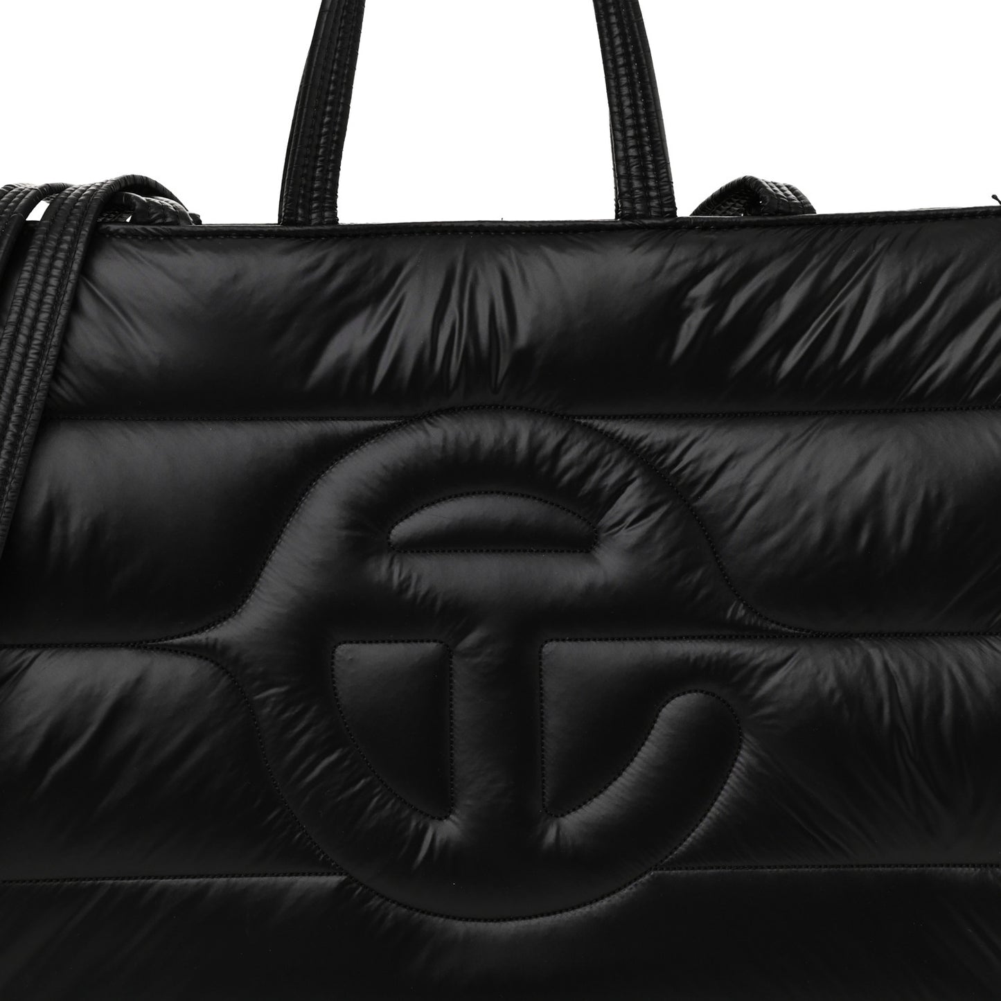 Nylon Medium Puff Shopping Bag Black