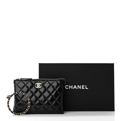 Chanel Shiny Crumpled Calfskin Quilted Clutch Bag Black 12 of 12