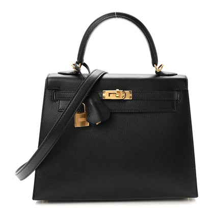 Hermes Epsom Horseshoe Kelly Sellier 25 Black Bleu Electrique 1 of 9