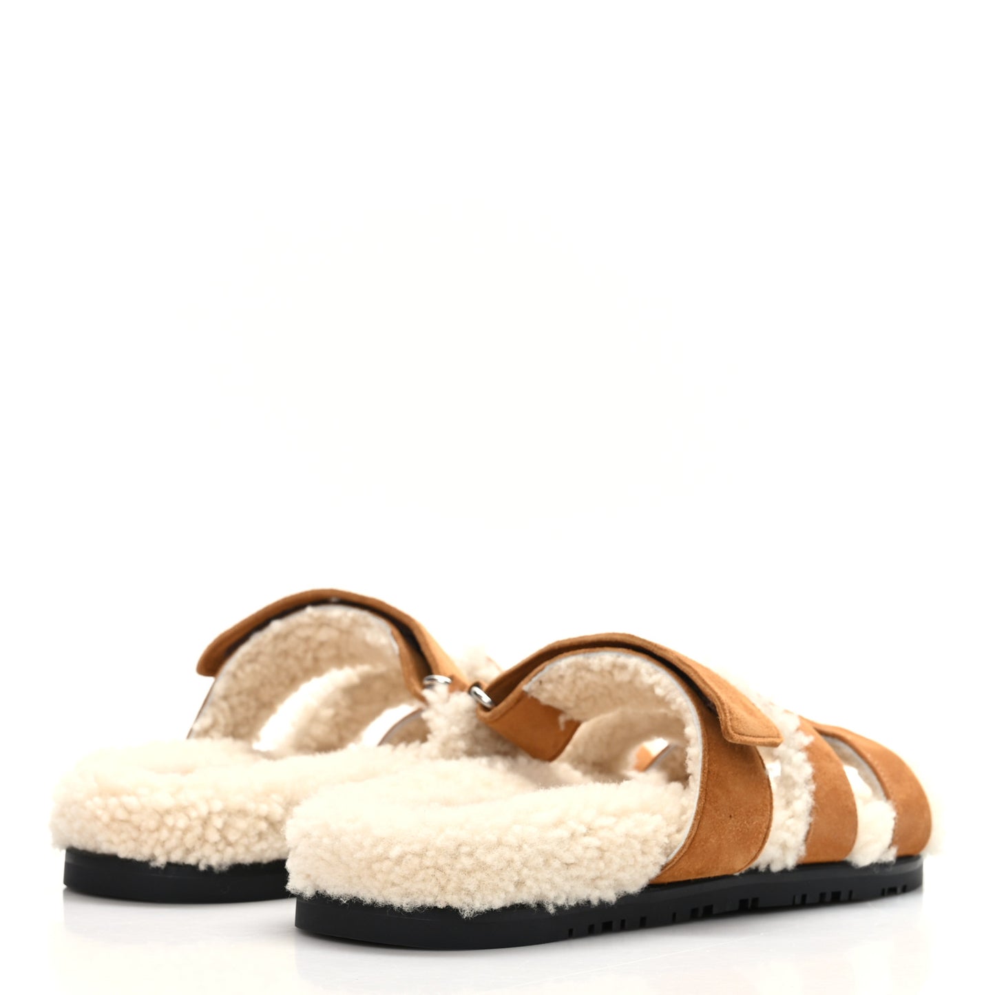 Suede Goatskin Woolskin Womens Chypre Sandals 37 Brun Fume Ecru
