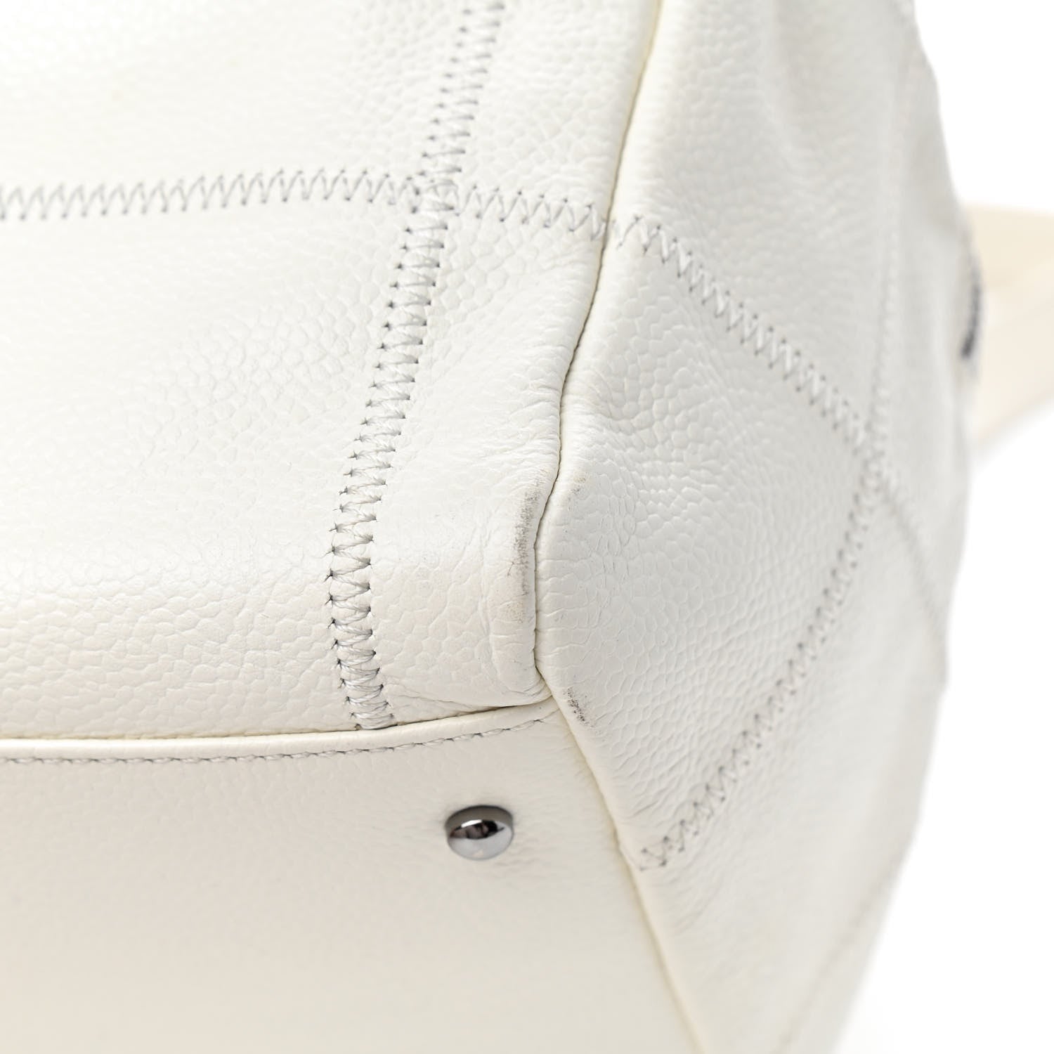 Chanel Caviar Square Stitched Bowler White 11 of 12