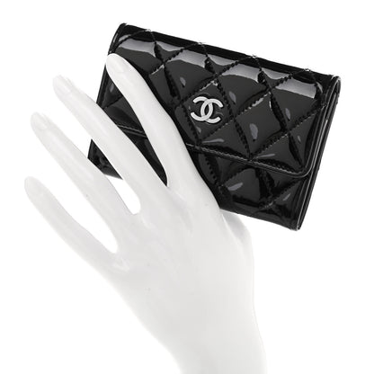 Chanel Patent Quilted Flap Card Holder Black 2 of 10