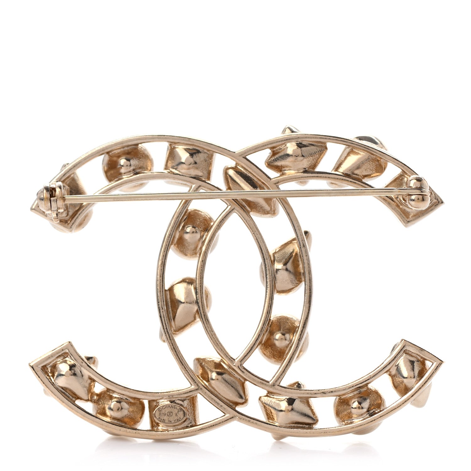 Chanel Metal Glass Pearl CC Crystal Snowfall Brooch Gold 3 of 4