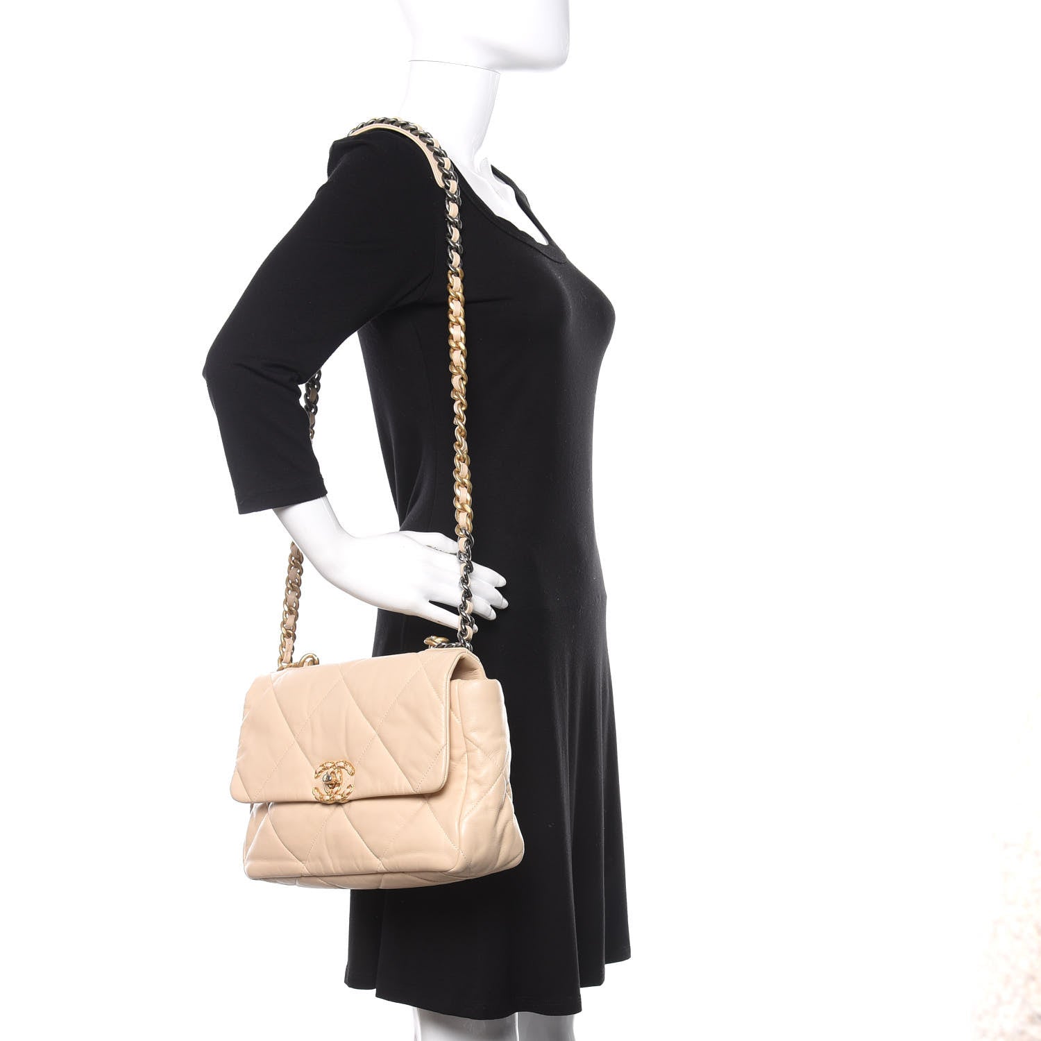 Chanel Goatskin Quilted Large 19 Flap Beige 2 of 9