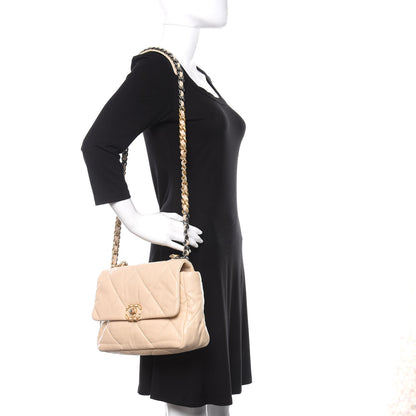 Chanel Goatskin Quilted Large 19 Flap Beige 2 of 9