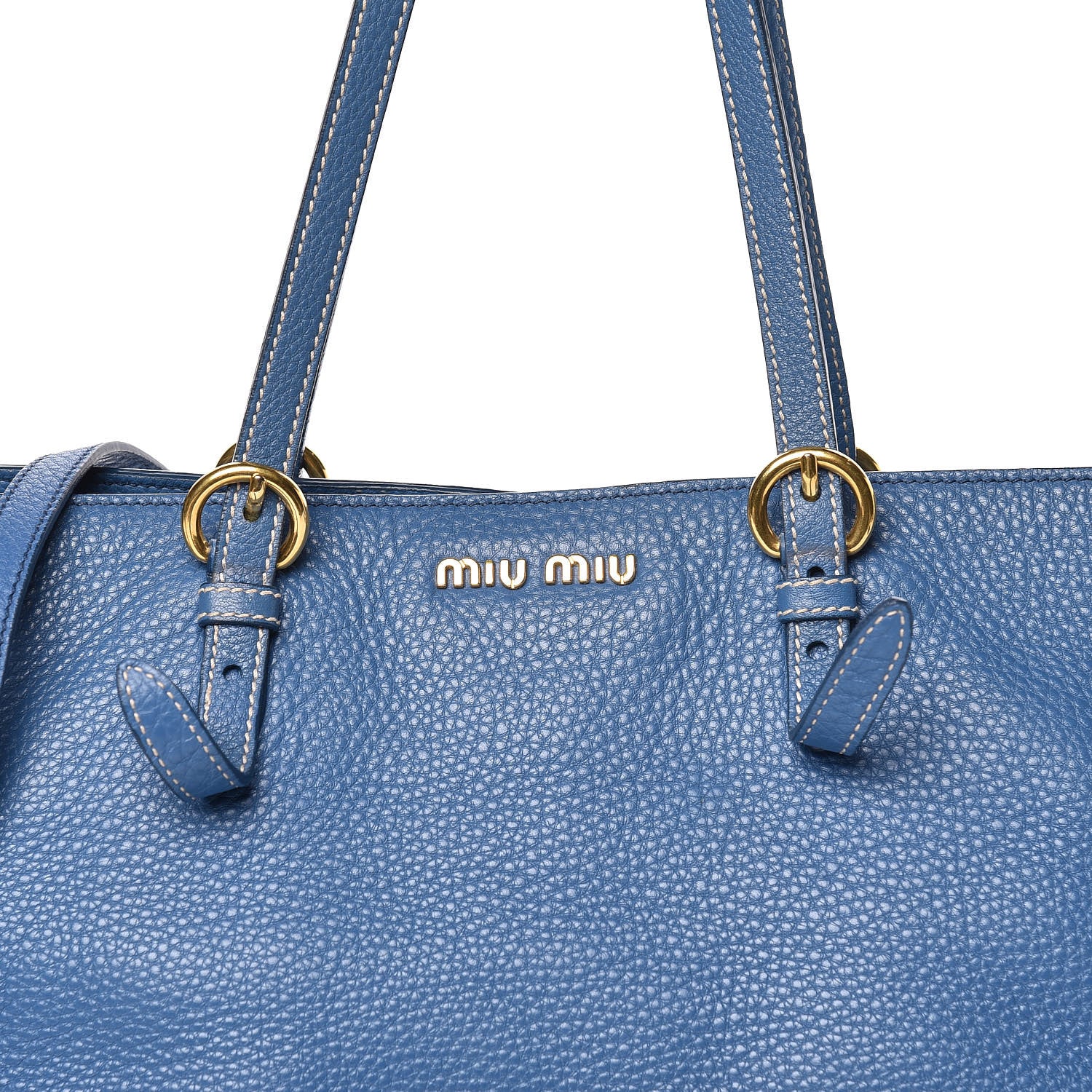 Miu Miu Vitello Daino Shopping Tote Cobalto 12 of 12