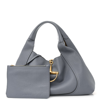 Gucci Grained Calfskin Softbit Maxi Shoulder Bag Dusty Blue 3 of 11