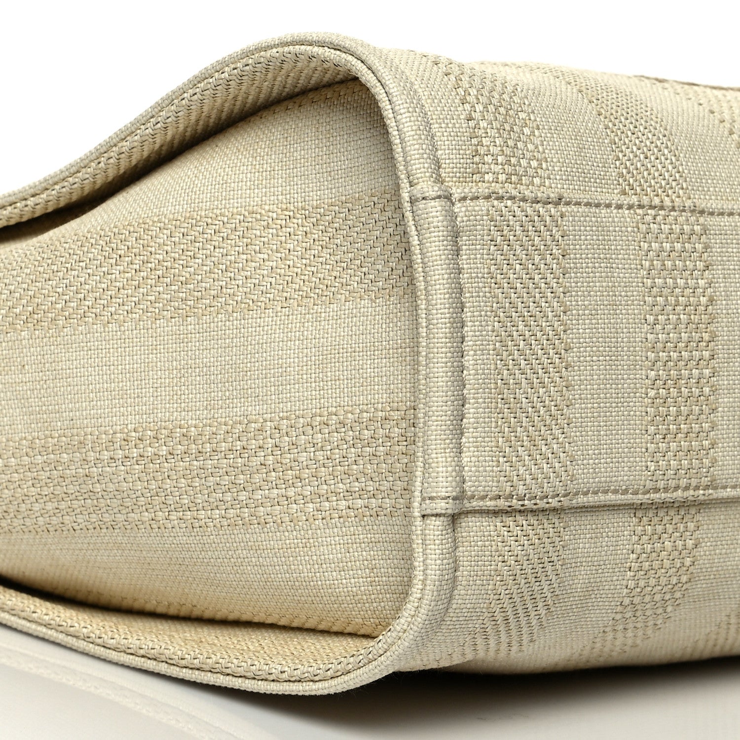 Chanel Mixed Fibers Calfskin Striped Small Deauville Tote Beige 9 of 10