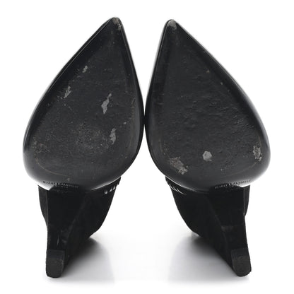 Saint Laurent Suede Calfskin Niki 105 Wedge Booties 39.5 Black 6 of 10