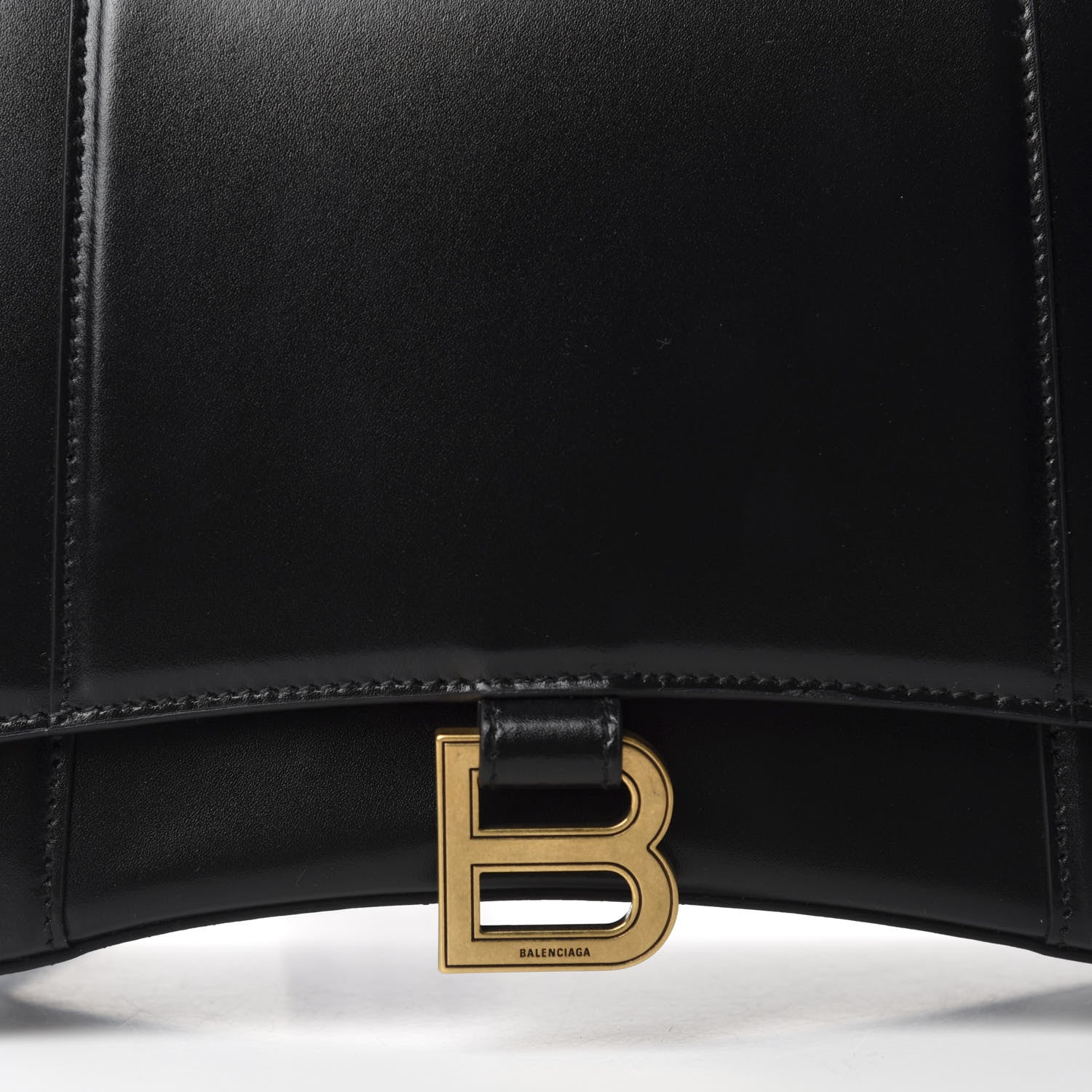 Balenciaga Shiny Box Calfskin Medium Hourglass Top Handle Bag Black 9 of 9