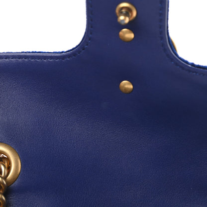 Gucci Velvet Matelasse Mini GG Marmont Shoulder Bag Cobalt Blue 12 of 12