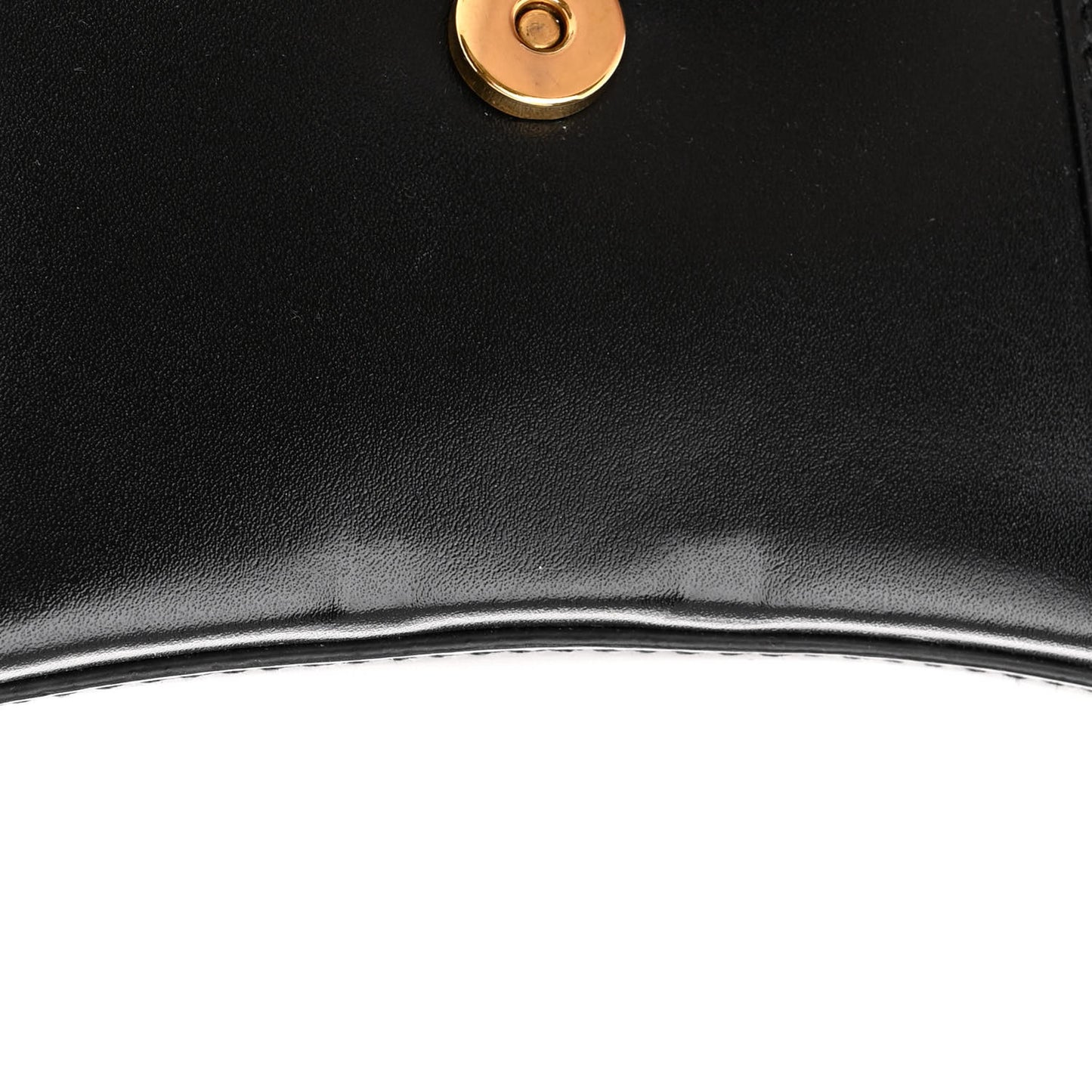 Shiny Box Calfskin Hourglass Top Handle Bag XS Black