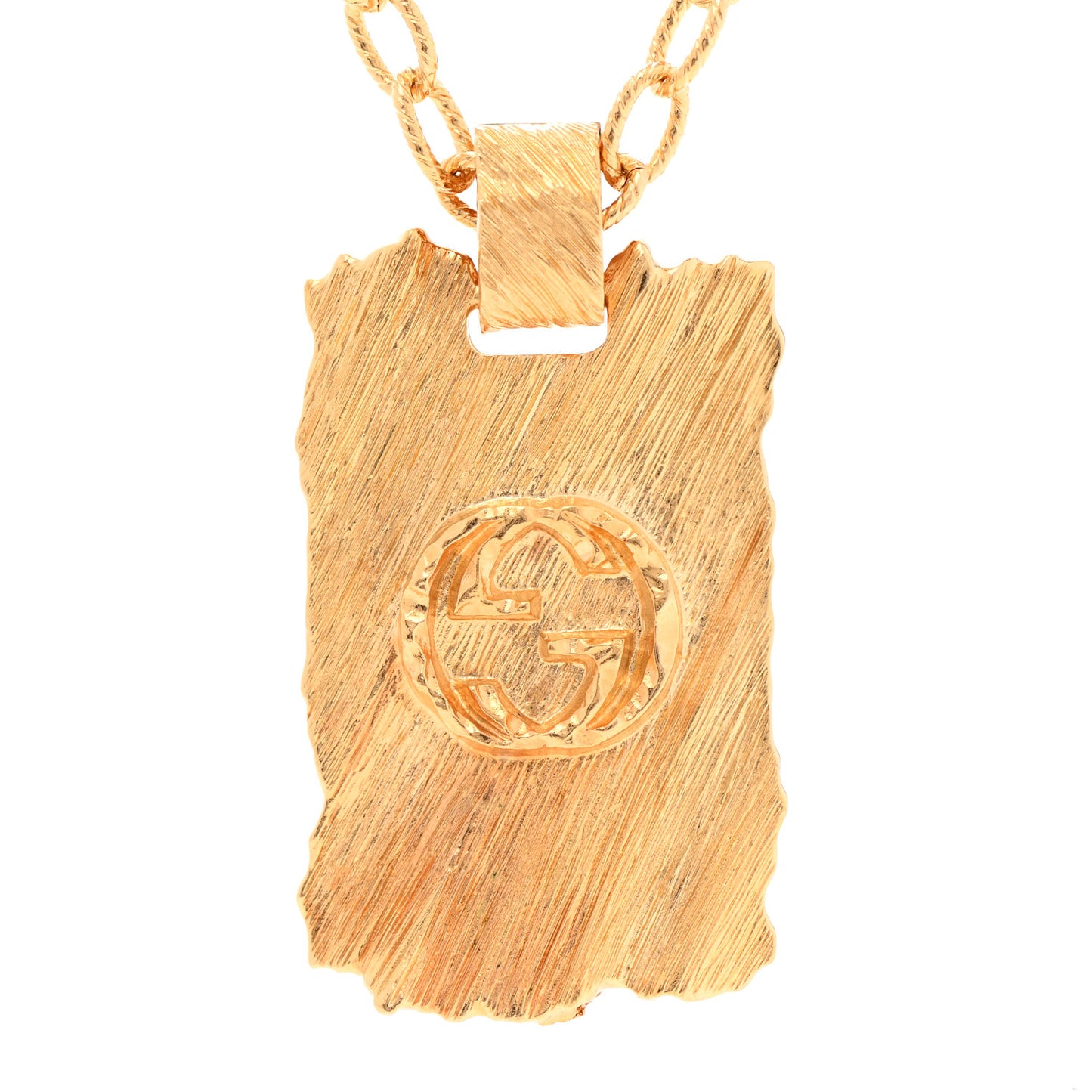 Metal Striped Plate Ottone Dorato Necklace Gold