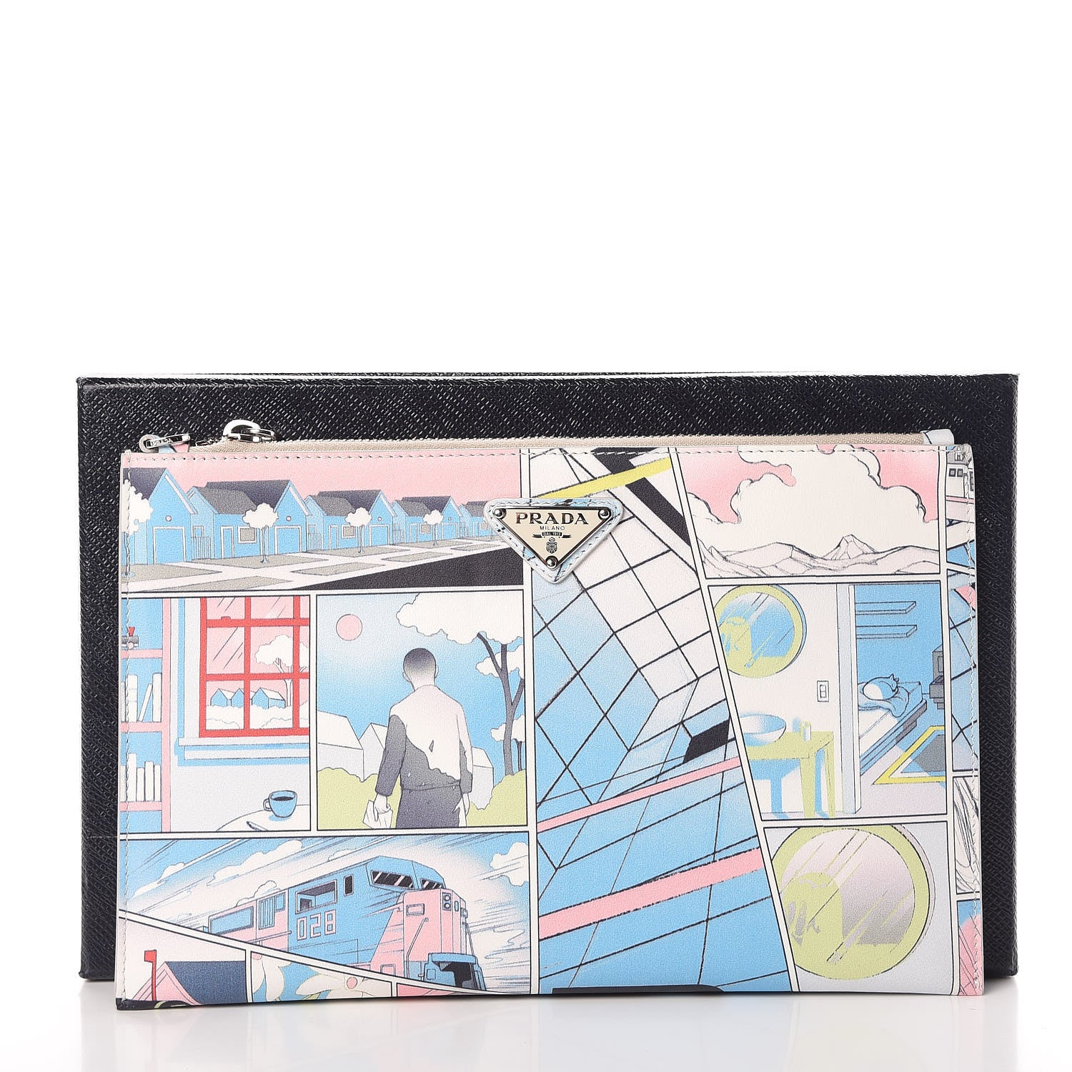Prada X JAMES JEAN Vitello Comics Clutch Azzurro 7 of 7