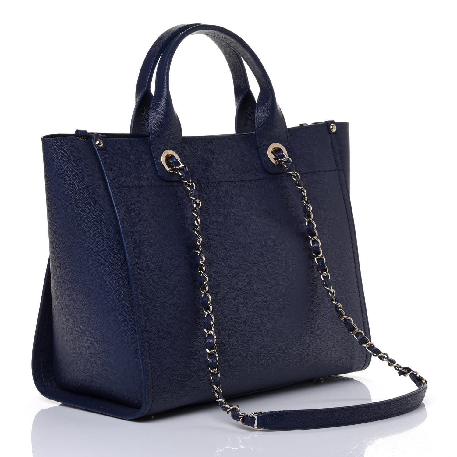 Chanel Caviar Small Studded Deauville Tote Navy 2 of 4