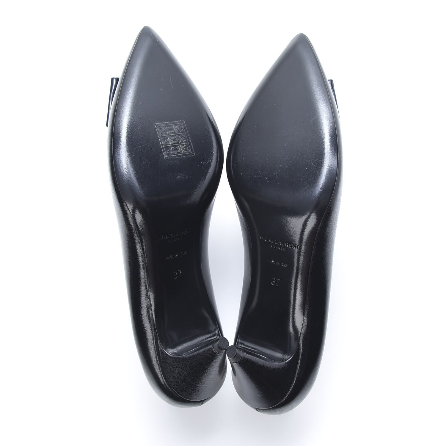 Saint Laurent Calfskin Bow Anais Pumps 37 Black 5 of 8