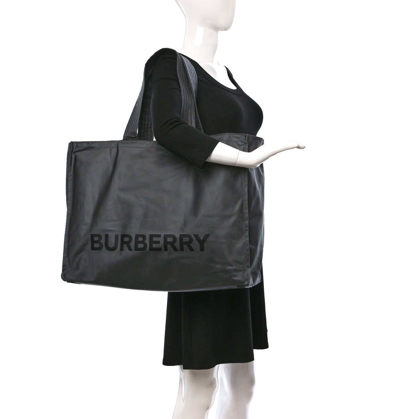 Nylon Logo Trench Tote Bag Grey