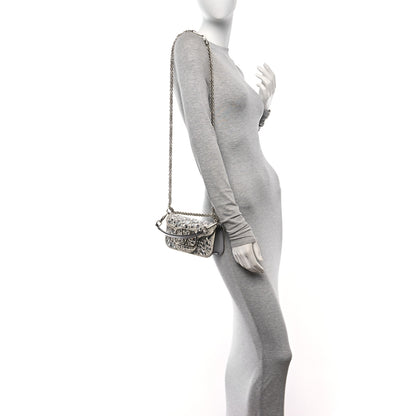Valentino Garavani Crystal Nappa Enamel Vlogo Small Loco Shoulder Bag Silver 2 of 10