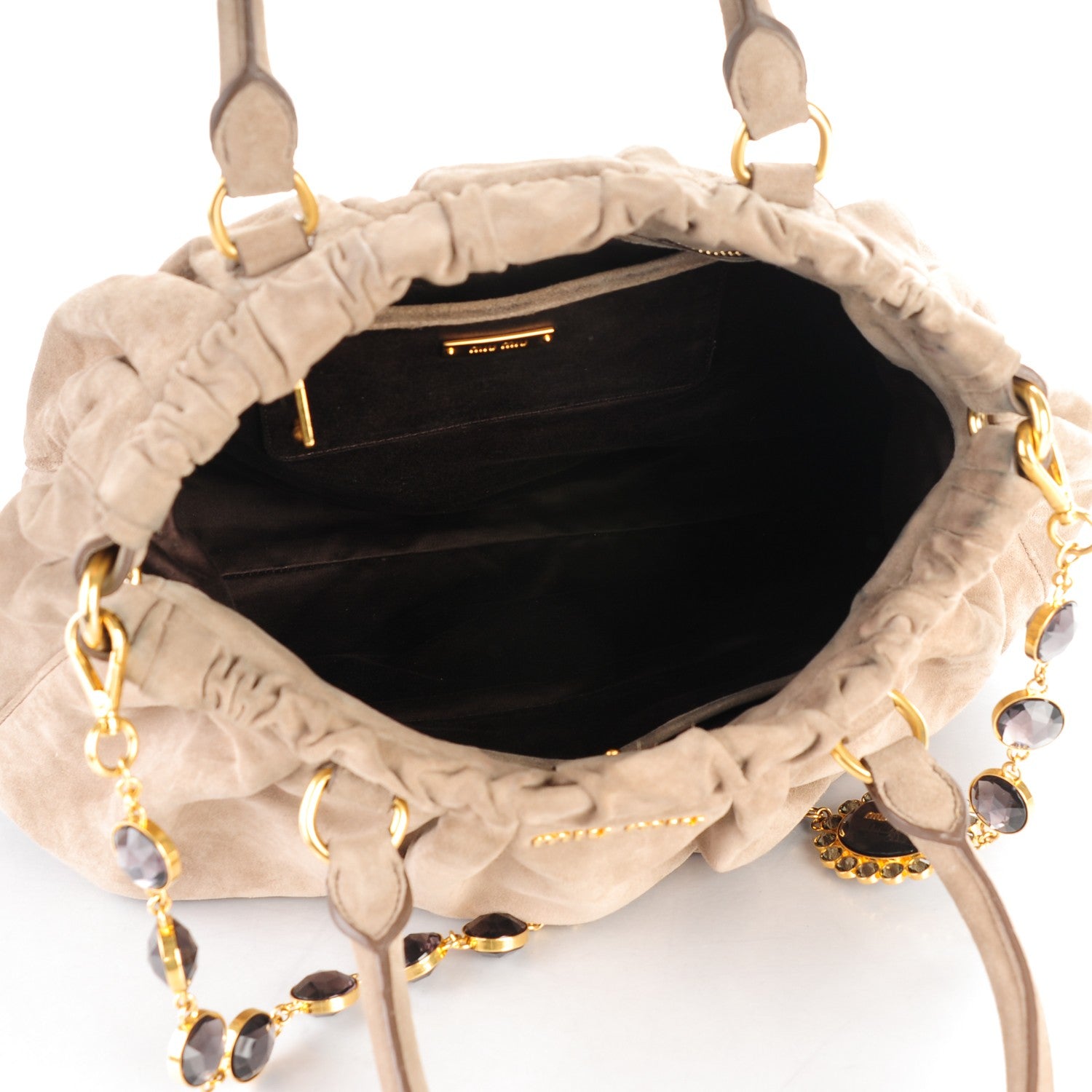 Miu Miu Suede Swarovski Crystal Tote 5 of 8