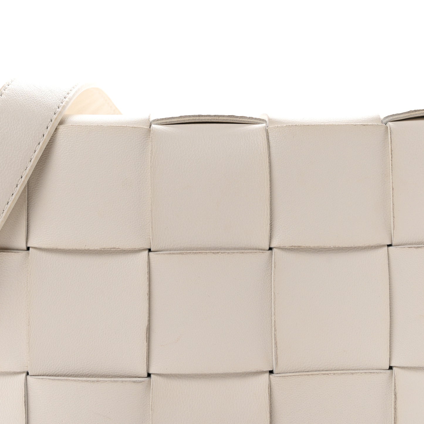 Lambskin Maxi Intrecciato Cassette Crossbody Bag White