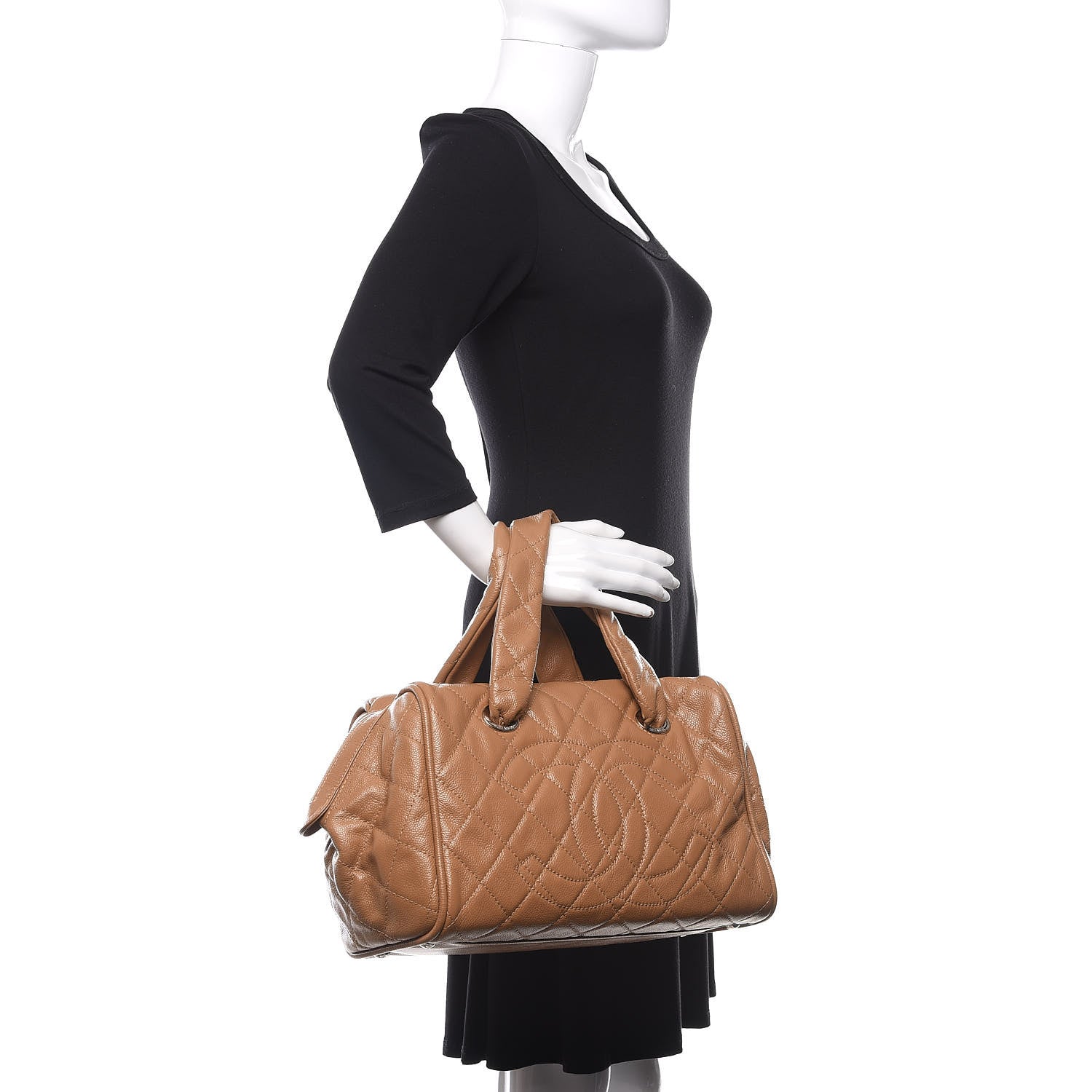 Chanel Caviar Quilted CC Timeless Bowler Dark Beige 2 of 11