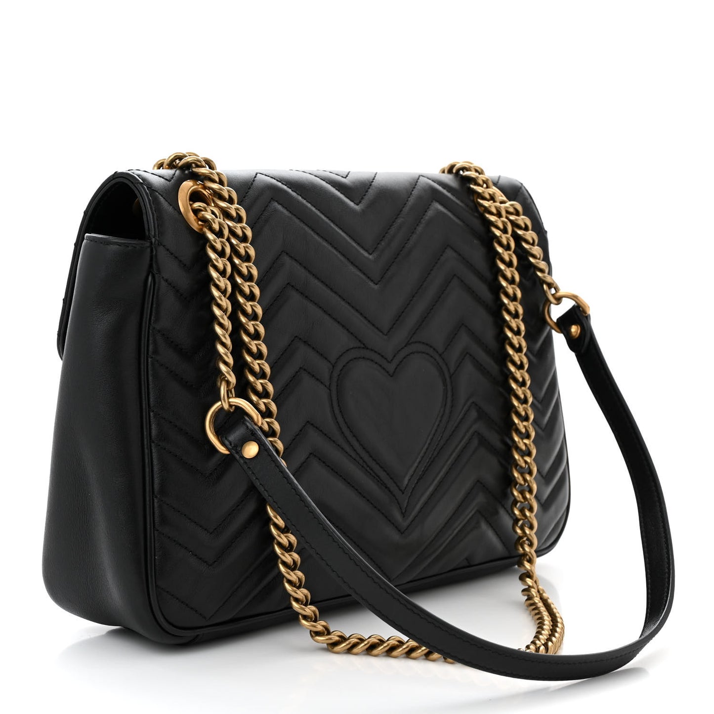 Calfskin Matelasse Medium GG Marmont Shoulder Bag Black