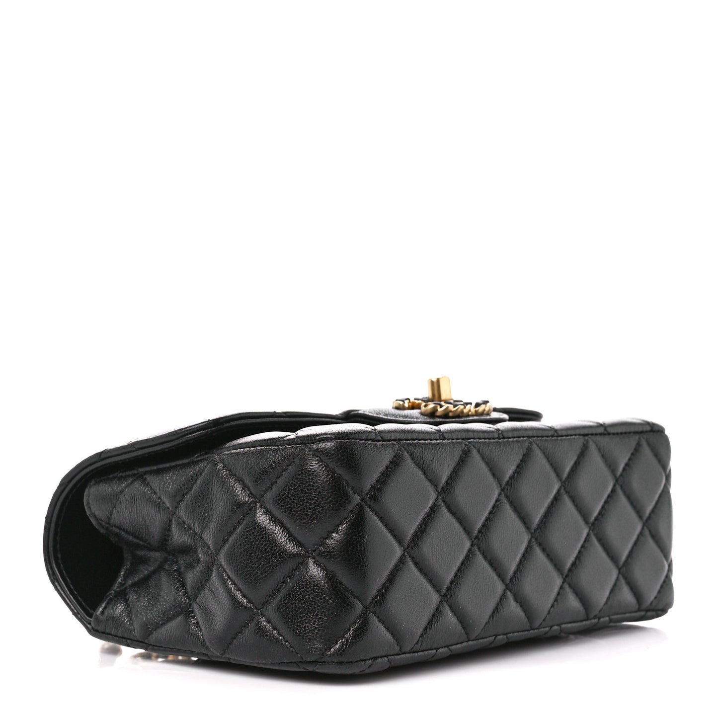 Lambskin Quilted Mini Strass On Top Flap Black