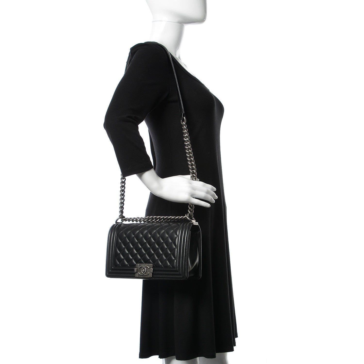 Chanel Lambskin Quilted Medium Boy Flap Black 2 of 10
