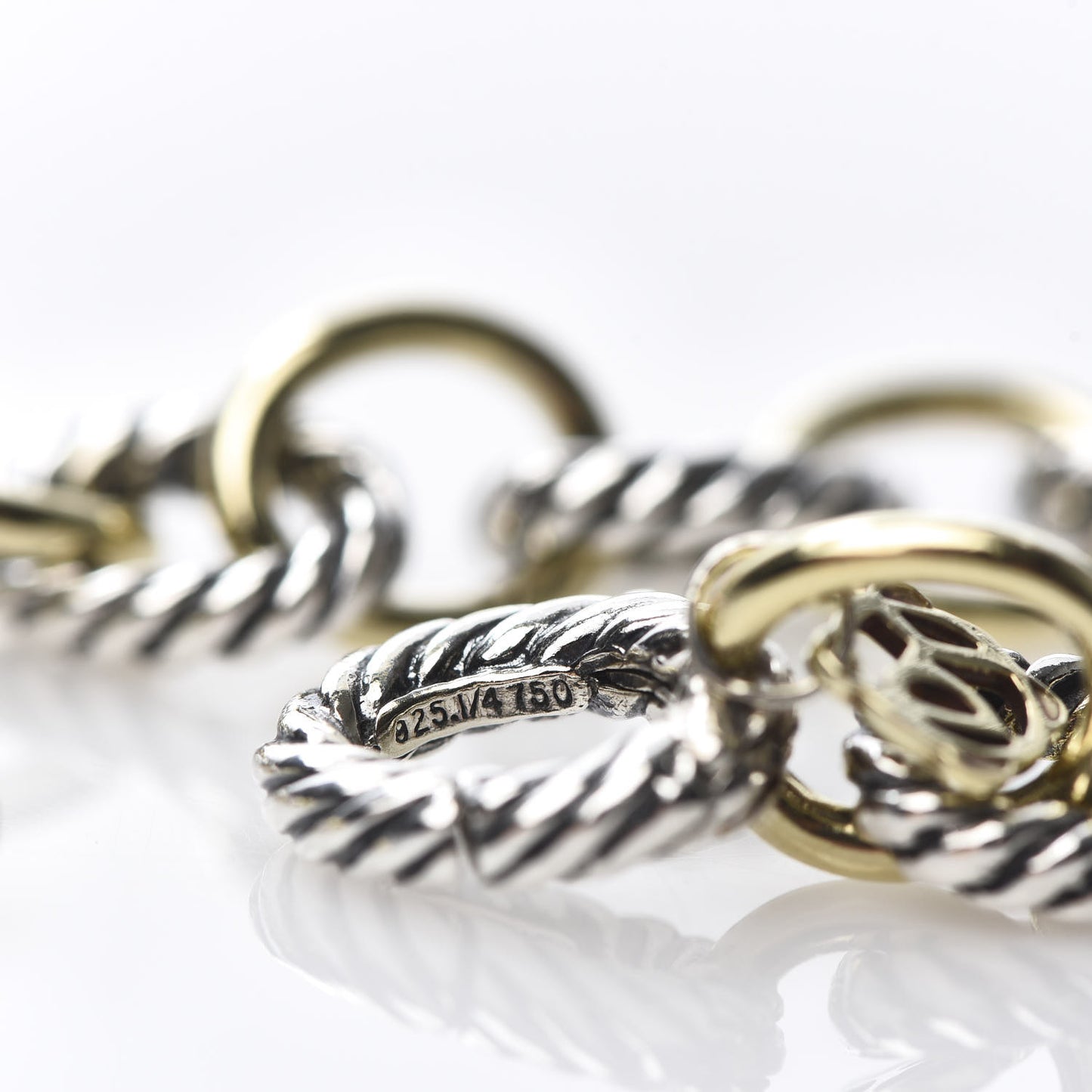Sterling Silver 18K Yellow Gold 10mm Medium Oval Link Bracelet