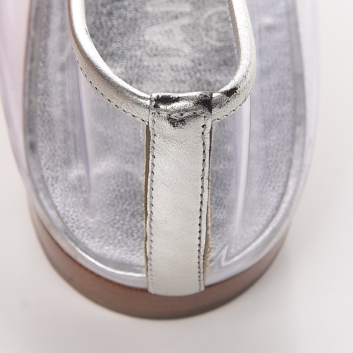 PVC Metallic Calfskin CC Cap Toe Ballet Flats 40.5 Silver
