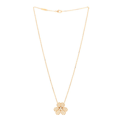 Van Cleef & Arpels 18K Yellow Gold Diamond Large Frivole Pendant Pave Necklace 3 of 4