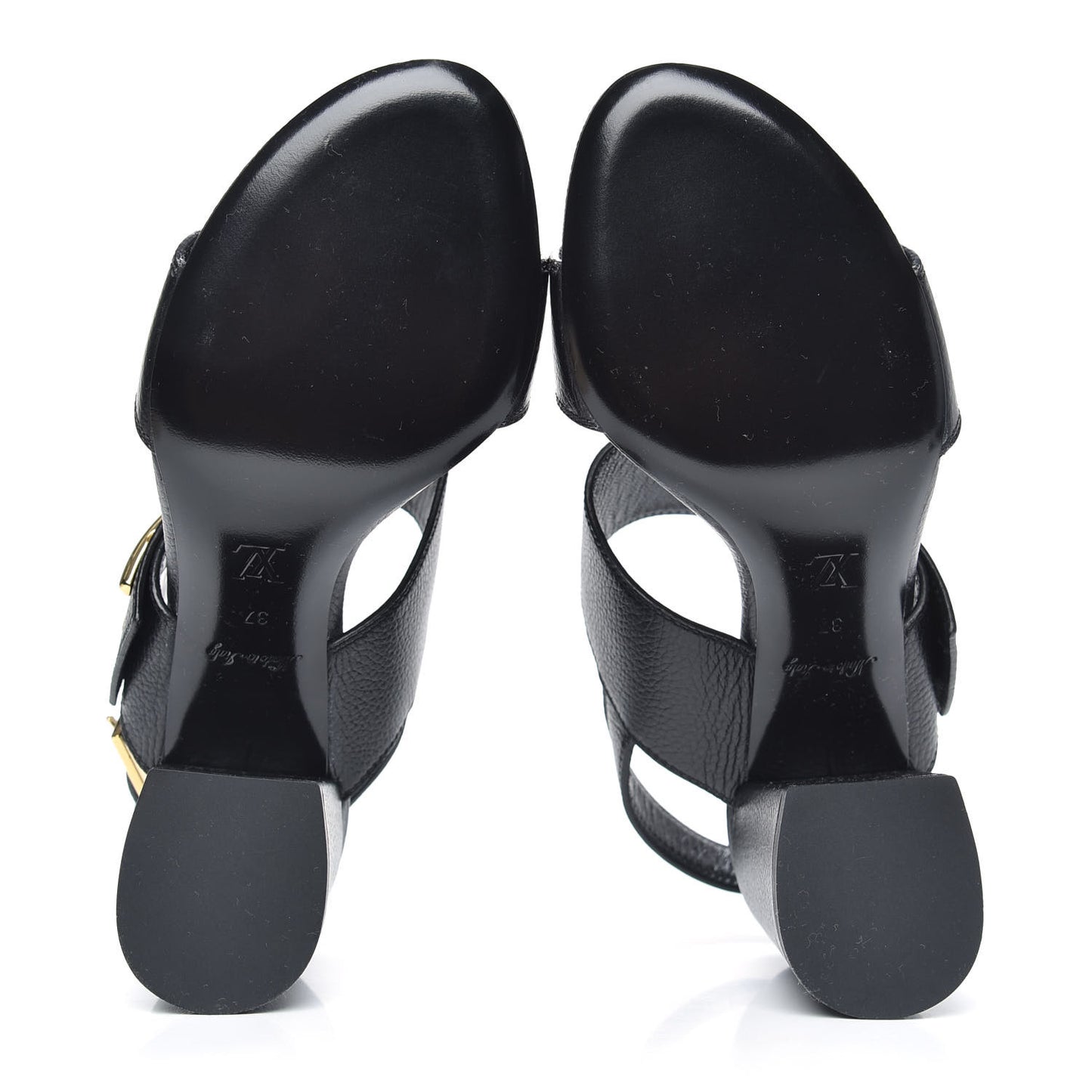 Grained Calfskin Horizon Sandals 37 Black