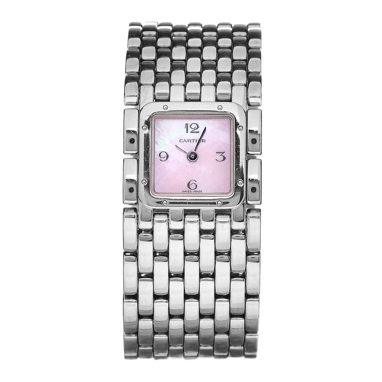 Stainless Steel Pink Mother of Pearl 21mm Panthere Ruban Quartz Watch