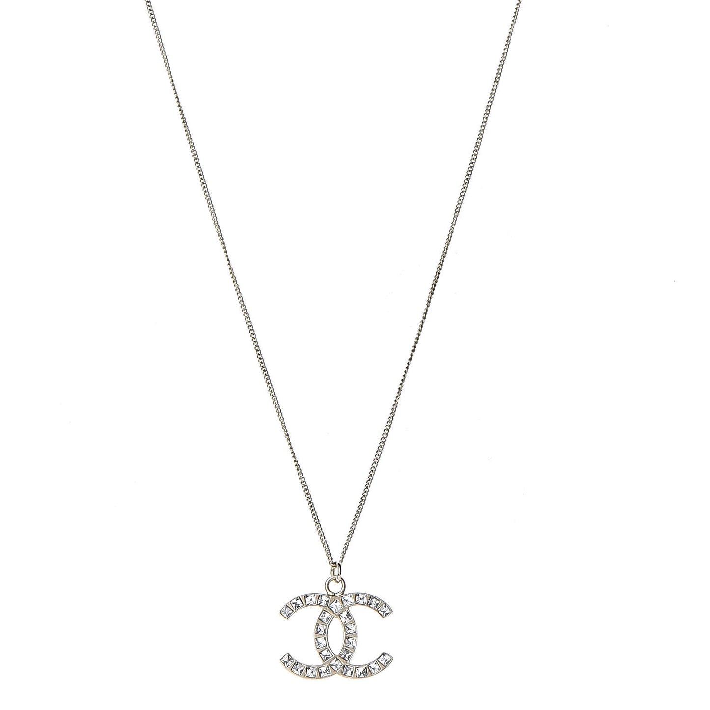 Baguette Crystal CC Necklace Light Gold