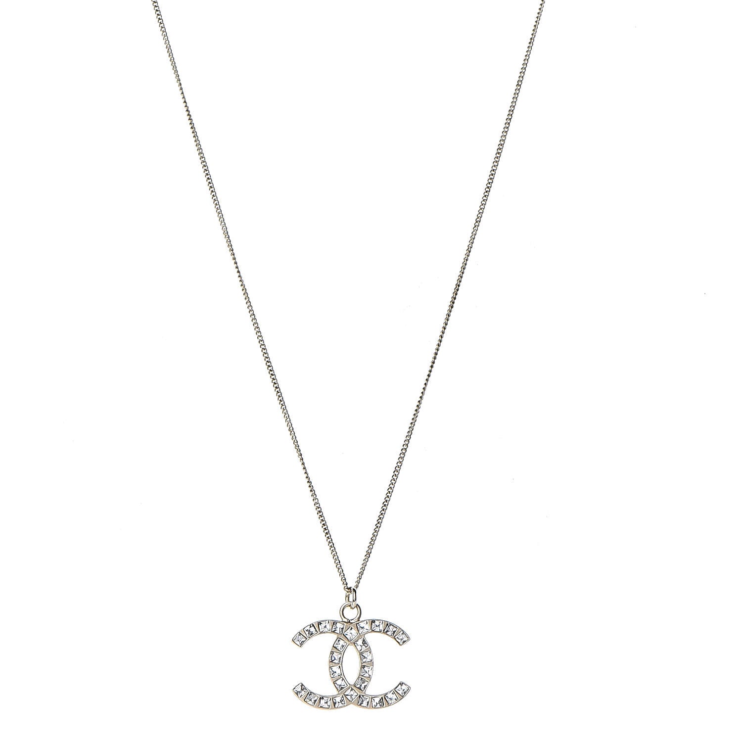 Chanel Baguette Crystal CC Necklace Light Gold 1 of 5