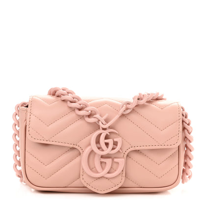 Gucci Calfskin Matelasse Monochrome GG Marmont Chain Belt Bag Perfect Pink 1 of 10