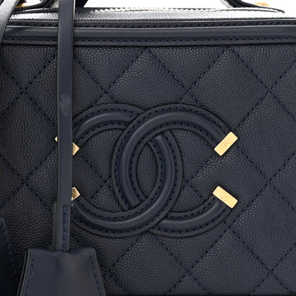 Chanel Caviar Quilted Small CC Filigree Vanity Case Navy 8 of 13