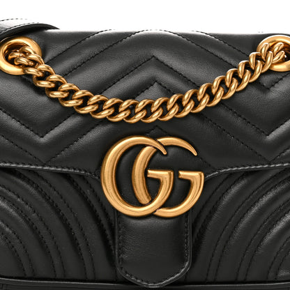 Gucci Calfskin Matelasse Mini GG Marmont Shoulder Bag Black 9 of 13