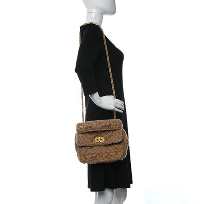 Valentino Garavani Cashmere Large Roman Stud Shoulder Bag Beige 2 of 8
