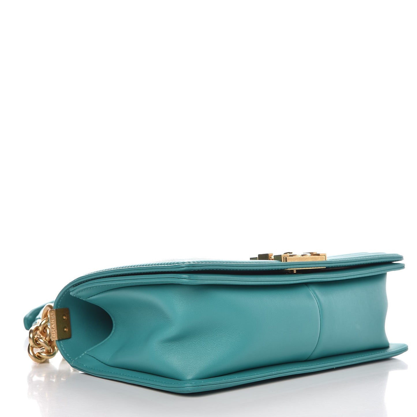 Calfskin Quilted Medium Boy Flap Turquoise